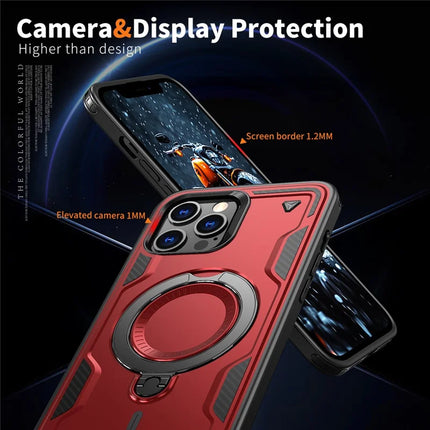 For iPhone 13 Pro Max / 12 Pro Max Case Compatible with MagSafe Military Protection PC+TPU Kickstand Phone Cover