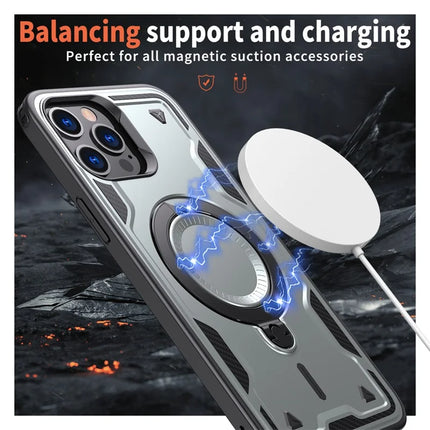 For iPhone 13 Pro Max / 12 Pro Max Case Compatible with MagSafe Military Protection PC+TPU Kickstand Phone Cover