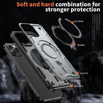 For iPhone 13 Pro Max / 12 Pro Max Case Compatible with MagSafe Military Protection PC+TPU Kickstand Phone Cover