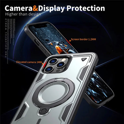 For iPhone 13 Pro Max / 12 Pro Max Case Compatible with MagSafe Military Protection PC+TPU Kickstand Phone Cover