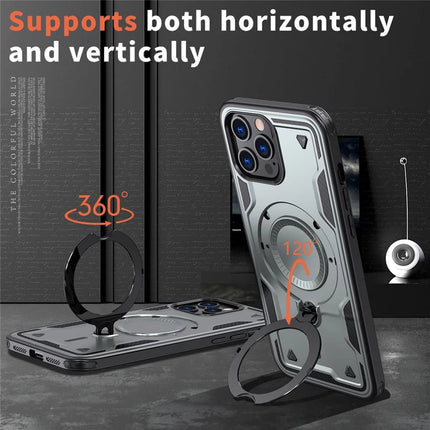 For iPhone 13 Pro Max / 12 Pro Max Case Compatible with MagSafe Military Protection PC+TPU Kickstand Phone Cover