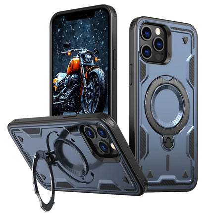 For iPhone 13 Pro Max / 12 Pro Max Case Compatible with MagSafe Military Protection PC+TPU Kickstand Phone Cover - Blue