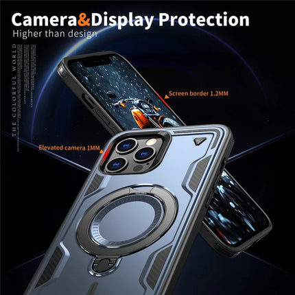 For iPhone 13 Pro Max / 12 Pro Max Case Compatible with MagSafe Military Protection PC+TPU Kickstand Phone Cover