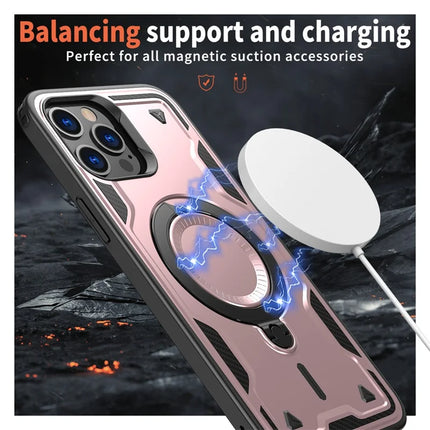 For iPhone 13 Pro Max / 12 Pro Max Case Compatible with MagSafe Military Protection PC+TPU Kickstand Phone Cover