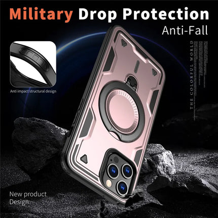 For iPhone 13 Pro Max / 12 Pro Max Case Compatible with MagSafe Military Protection PC+TPU Kickstand Phone Cover
