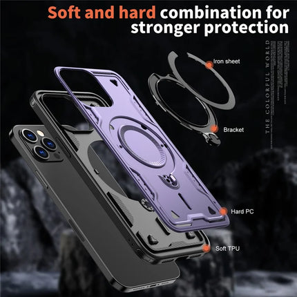 For iPhone 13 Pro Max / 12 Pro Max Case Compatible with MagSafe Military Protection PC+TPU Kickstand Phone Cover