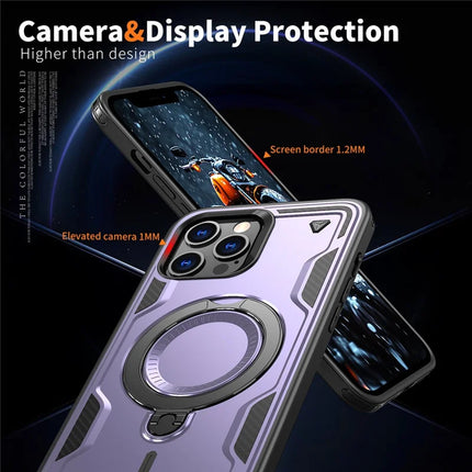 For iPhone 13 Pro Max / 12 Pro Max Case Compatible with MagSafe Military Protection PC+TPU Kickstand Phone Cover