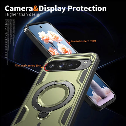 For Google Pixel 9 Pro XL Case Compatible with MagSafe Military Protection PC+TPU Kickstand Phone Cover