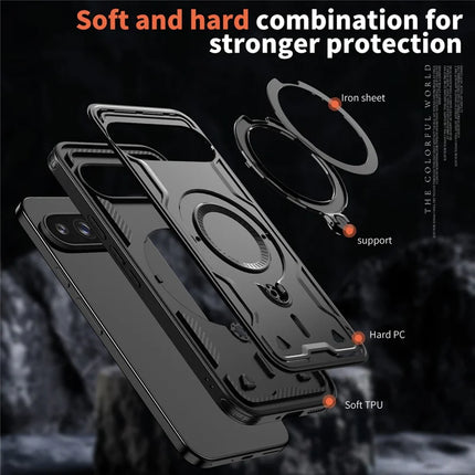 For Google Pixel 9 Pro XL Case Compatible with MagSafe Military Protection PC+TPU Kickstand Phone Cover