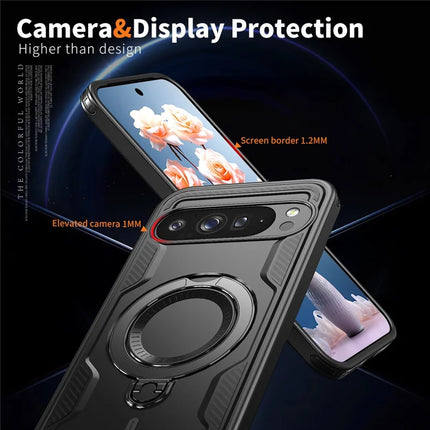 For Google Pixel 9 Pro XL Case Compatible with MagSafe Military Protection PC+TPU Kickstand Phone Cover