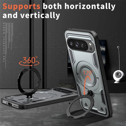 For Google Pixel 9 Pro XL Case Compatible with MagSafe Military Protection PC+TPU Kickstand Phone Cover