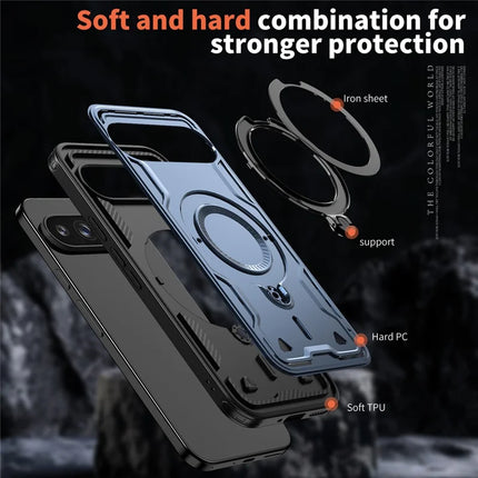 For Google Pixel 9 Pro XL Case Compatible with MagSafe Military Protection PC+TPU Kickstand Phone Cover