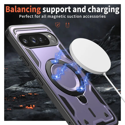 For Google Pixel 9 Pro XL Case Compatible with MagSafe Military Protection PC+TPU Kickstand Phone Cover