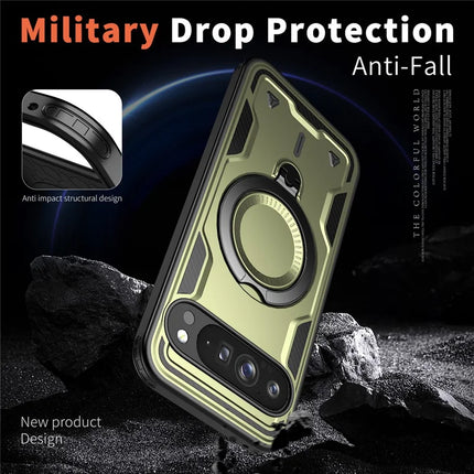 For Google Pixel 9 Pro / Pixel 9 Case Compatible with MagSafe Military Protection PC+TPU Kickstand Phone Cover