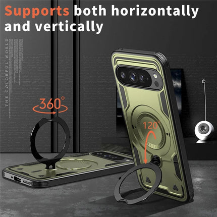 For Google Pixel 9 Pro / Pixel 9 Case Compatible with MagSafe Military Protection PC+TPU Kickstand Phone Cover