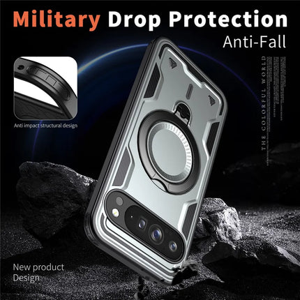 For Google Pixel 9 Pro / Pixel 9 Case Compatible with MagSafe Military Protection PC+TPU Kickstand Phone Cover