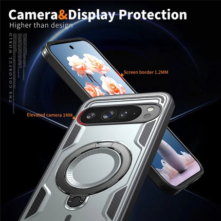 For Google Pixel 9 Pro / Pixel 9 Case Compatible with MagSafe Military Protection PC+TPU Kickstand Phone Cover