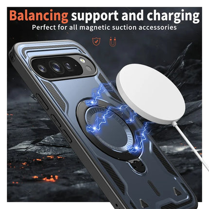 For Google Pixel 9 Pro / Pixel 9 Case Compatible with MagSafe Military Protection PC+TPU Kickstand Phone Cover