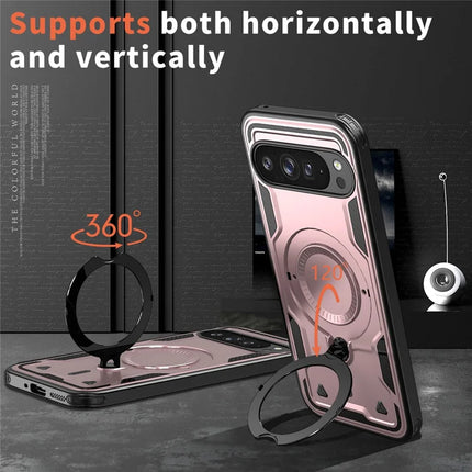 For Google Pixel 9 Pro / Pixel 9 Case Compatible with MagSafe Military Protection PC+TPU Kickstand Phone Cover