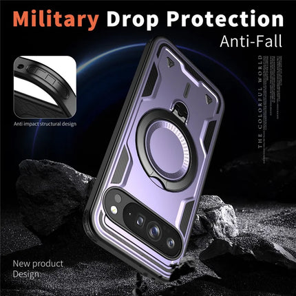 For Google Pixel 9 Pro / Pixel 9 Case Compatible with MagSafe Military Protection PC+TPU Kickstand Phone Cover