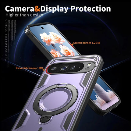 For Google Pixel 9 Pro / Pixel 9 Case Compatible with MagSafe Military Protection PC+TPU Kickstand Phone Cover