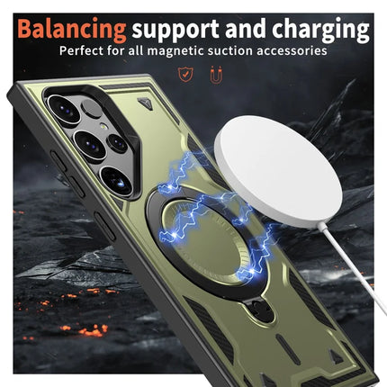For Samsung Galaxy S23 Ultra / S22 Ultra 5G Case Compatible with MagSafe Military Protection PC+TPU Kickstand Phone Cover