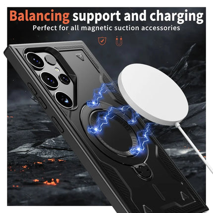 For Samsung Galaxy S23 Ultra / S22 Ultra 5G Case Compatible with MagSafe Military Protection PC+TPU Kickstand Phone Cover