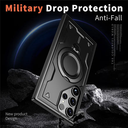 For Samsung Galaxy S23 Ultra / S22 Ultra 5G Case Compatible with MagSafe Military Protection PC+TPU Kickstand Phone Cover