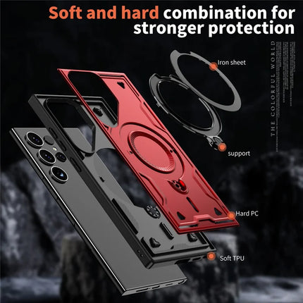 For Samsung Galaxy S23 Ultra / S22 Ultra 5G Case Compatible with MagSafe Military Protection PC+TPU Kickstand Phone Cover