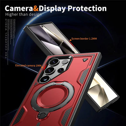 For Samsung Galaxy S23 Ultra / S22 Ultra 5G Case Compatible with MagSafe Military Protection PC+TPU Kickstand Phone Cover