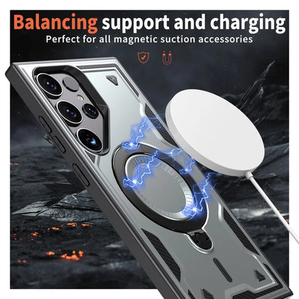 For Samsung Galaxy S23 Ultra / S22 Ultra 5G Case Compatible with MagSafe Military Protection PC+TPU Kickstand Phone Cover
