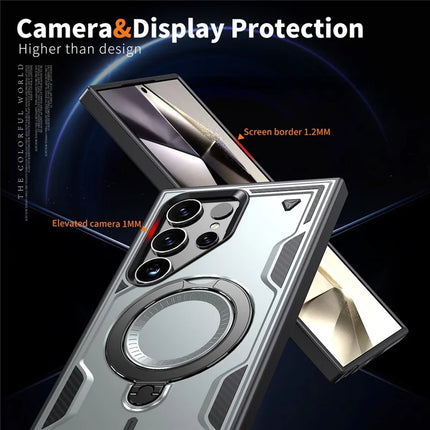 For Samsung Galaxy S23 Ultra / S22 Ultra 5G Case Compatible with MagSafe Military Protection PC+TPU Kickstand Phone Cover