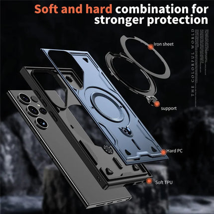 For Samsung Galaxy S23 Ultra / S22 Ultra 5G Case Compatible with MagSafe Military Protection PC+TPU Kickstand Phone Cover