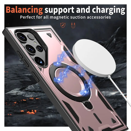 For Samsung Galaxy S23 Ultra / S22 Ultra 5G Case Compatible with MagSafe Military Protection PC+TPU Kickstand Phone Cover
