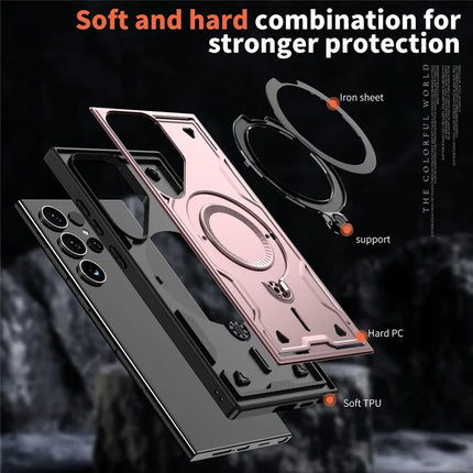 For Samsung Galaxy S23 Ultra / S22 Ultra 5G Case Compatible with MagSafe Military Protection PC+TPU Kickstand Phone Cover