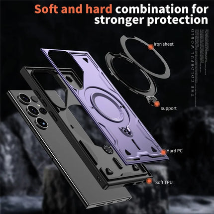 For Samsung Galaxy S23 Ultra / S22 Ultra 5G Case Compatible with MagSafe Military Protection PC+TPU Kickstand Phone Cover