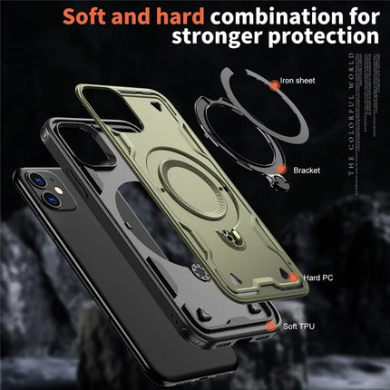 For iPhone 11 / XR Case Compatible with MagSafe Military Protection PC+TPU Kickstand Phone Cover