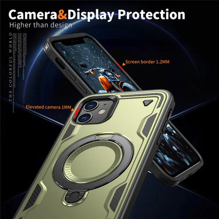 For iPhone 11 / XR Case Compatible with MagSafe Military Protection PC+TPU Kickstand Phone Cover