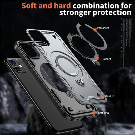 For iPhone 11 / XR Case Compatible with MagSafe Military Protection PC+TPU Kickstand Phone Cover