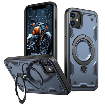 For iPhone 11 / XR Case Compatible with MagSafe Military Protection PC+TPU Kickstand Phone Cover - Blue