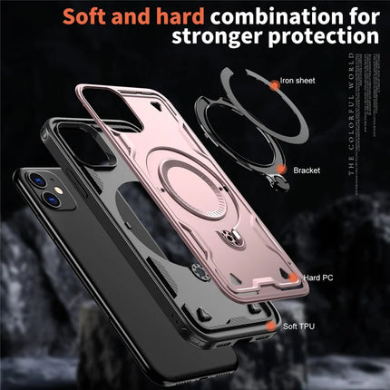 For iPhone 11 / XR Case Compatible with MagSafe Military Protection PC+TPU Kickstand Phone Cover