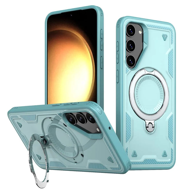 For Samsung Galaxy S23 Case Compatible with MagSafe Military Protection PC+TPU Kickstand Phone Cover - Baby Blue