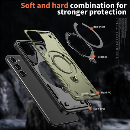 For Samsung Galaxy S23 Case Compatible with MagSafe Military Protection PC+TPU Kickstand Phone Cover