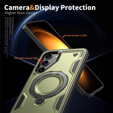 For Samsung Galaxy S23 Case Compatible with MagSafe Military Protection PC+TPU Kickstand Phone Cover
