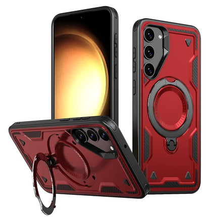 For Samsung Galaxy S23 Case Compatible with MagSafe Military Protection PC+TPU Kickstand Phone Cover - Red