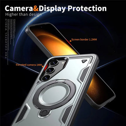 For Samsung Galaxy S23 Case Compatible with MagSafe Military Protection PC+TPU Kickstand Phone Cover
