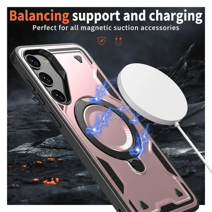 For Samsung Galaxy S23 Case Compatible with MagSafe Military Protection PC+TPU Kickstand Phone Cover
