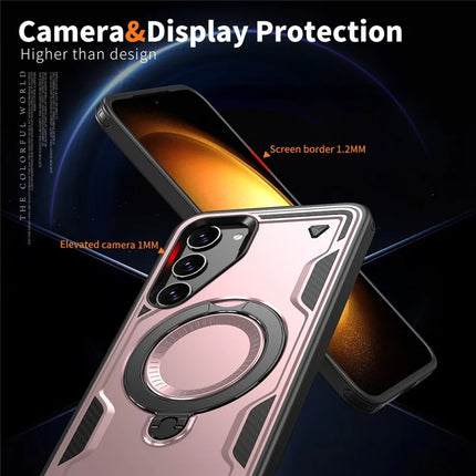 For Samsung Galaxy S23 Case Compatible with MagSafe Military Protection PC+TPU Kickstand Phone Cover