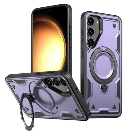 For Samsung Galaxy S23 Case Compatible with MagSafe Military Protection PC+TPU Kickstand Phone Cover - Purple