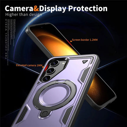 For Samsung Galaxy S23 Case Compatible with MagSafe Military Protection PC+TPU Kickstand Phone Cover